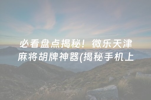 必看盘点揭秘！微乐天津麻将胡牌神器(揭秘手机上胡牌技巧)