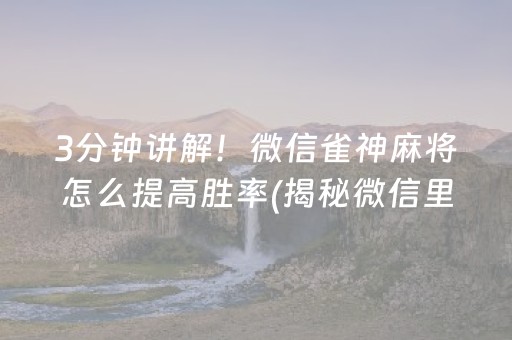 3分钟讲解！微信雀神麻将怎么提高胜率(揭秘微信里赢的秘诀)
