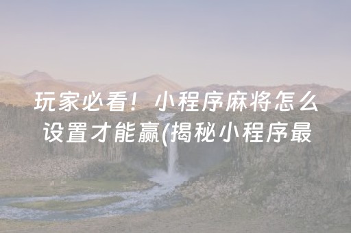 玩家必看！小程序麻将怎么设置才能赢(揭秘小程序最新神器下载)