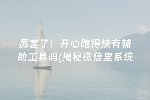 厉害了！开心跑得快有辅助工具吗(揭秘微信里系统发好牌)