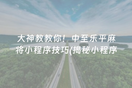 大神教教你！中至乐平麻将小程序技巧(揭秘小程序怎么容易赢)
