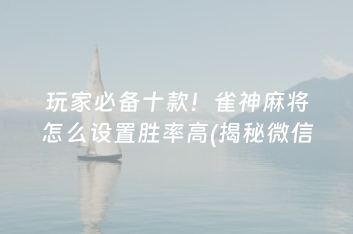 玩家必备十款！雀神麻将怎么设置胜率高(揭秘微信里攻略插件)