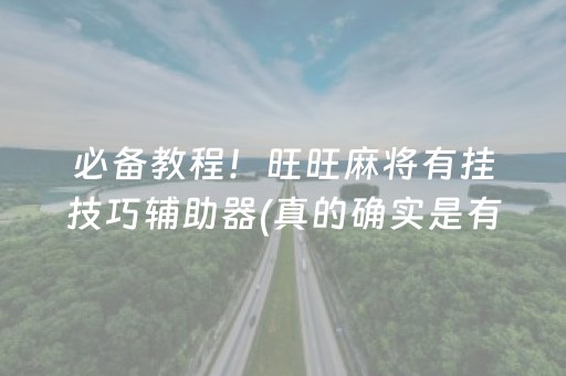 必备教程！旺旺麻将有挂技巧辅助器(真的确实是有挂)