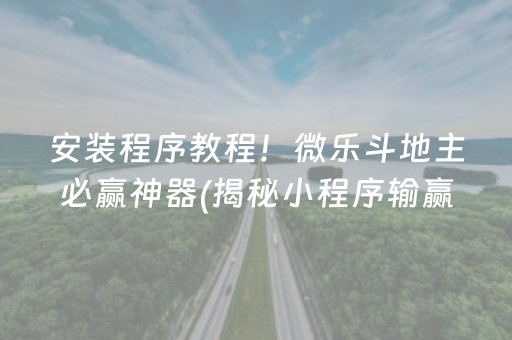 安装程序教程！微乐斗地主必赢神器(揭秘小程序输赢技巧)