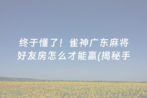 终于懂了！雀神广东麻将好友房怎么才能赢(揭秘手机上赢的秘诀)