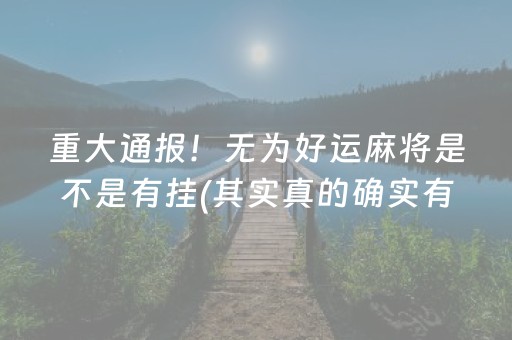 重大通报！无为好运麻将是不是有挂(其实真的确实有挂)