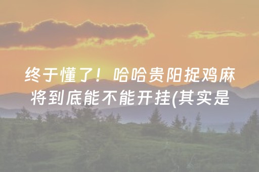 终于懂了！哈哈贵阳捉鸡麻将到底能不能开挂(其实是有挂的)