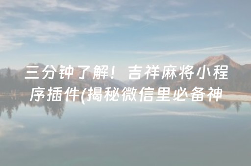 三分钟了解！吉祥麻将小程序插件(揭秘微信里必备神器)