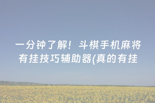 一分钟了解！斗棋手机麻将有挂技巧辅助器(真的有挂)