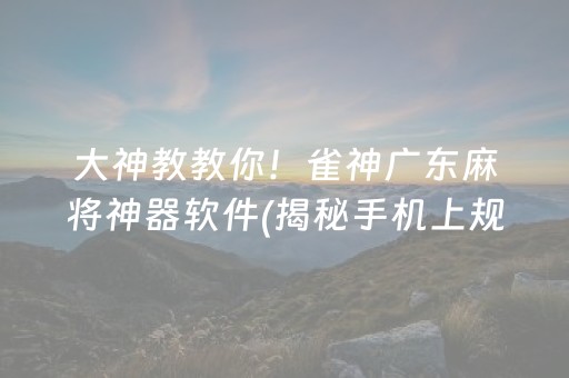 大神教教你！雀神广东麻将神器软件(揭秘手机上规律攻略)