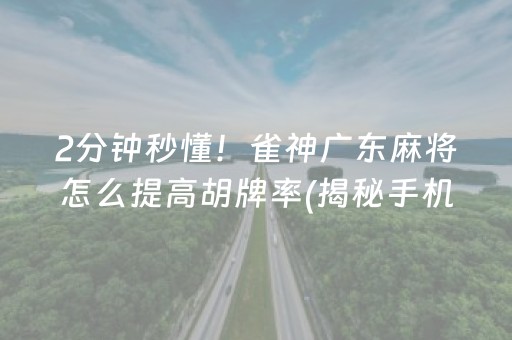 2分钟秒懂！雀神广东麻将怎么提高胡牌率(揭秘手机上系统发好牌)