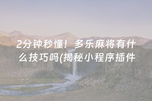 2分钟秒懂！多乐麻将有什么技巧吗(揭秘小程序插件购买)
