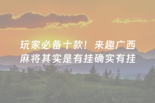 玩家必备十款！来趣广西麻将其实是有挂确实有挂(有挂技巧辅助器)