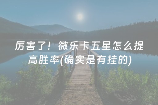 厉害了！微乐卡五星怎么提高胜率(确实是有挂的)