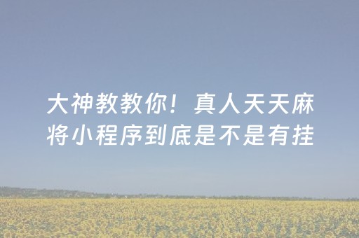 大神教教你！真人天天麻将小程序到底是不是有挂(原来真的有挂)