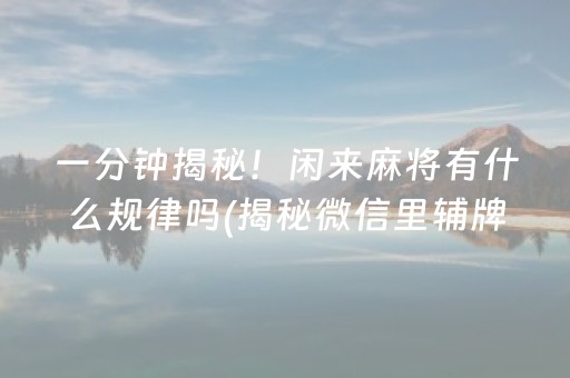 一分钟揭秘！闲来麻将有什么规律吗(揭秘微信里辅牌器)