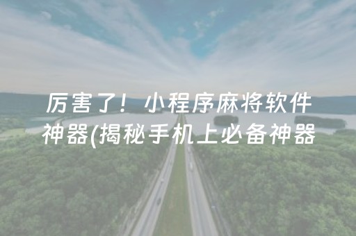 厉害了！小程序麻将软件神器(揭秘手机上必备神器)