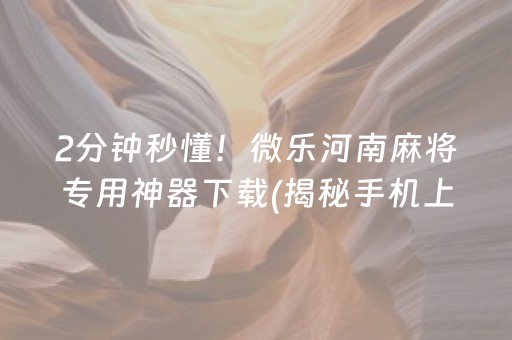 2分钟秒懂！微乐河南麻将专用神器下载(揭秘手机上助赢神器)