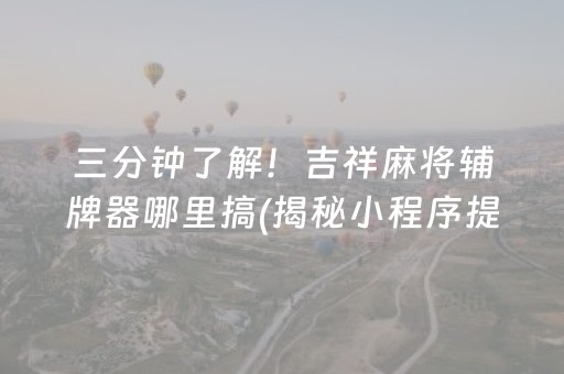 三分钟了解！吉祥麻将辅牌器哪里搞(揭秘小程序提高胜率)