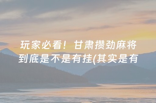 玩家必看！甘肃攒劲麻将到底是不是有挂(其实是有挂确实有挂)