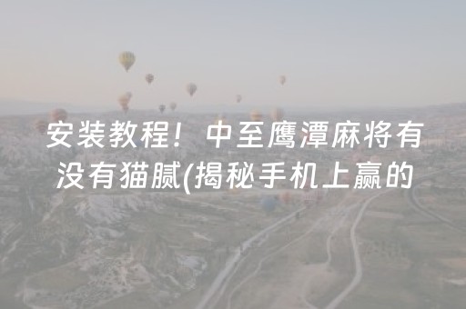 安装教程！中至鹰潭麻将有没有猫腻(揭秘手机上赢的诀窍)