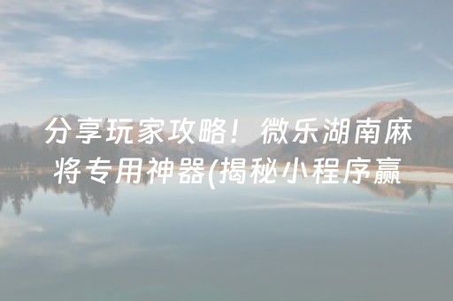 分享玩家攻略！微乐湖南麻将专用神器(揭秘小程序赢牌技巧)
