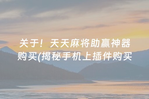 关于！天天麻将助赢神器购买(揭秘手机上插件购买)