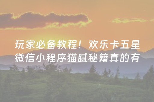 玩家必备教程！欢乐卡五星微信小程序猫腻秘籍真的有挂(其实是有挂的)