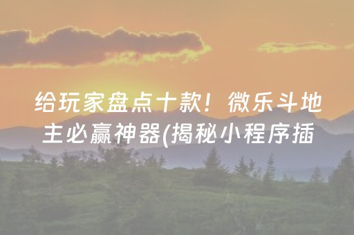 给玩家盘点十款！微乐斗地主必赢神器(揭秘小程序插件免费)