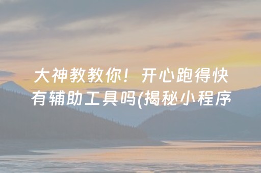 大神教教你！开心跑得快有辅助工具吗(揭秘小程序助赢软件)