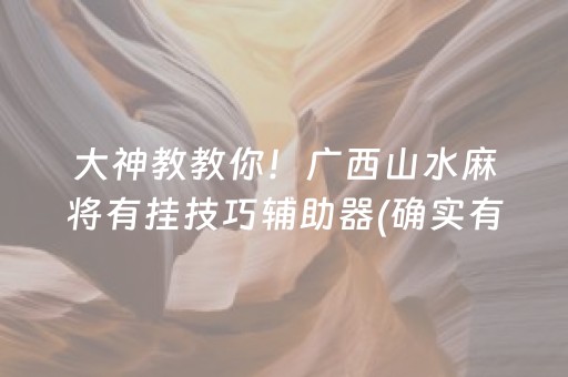 大神教教你！广西山水麻将有挂技巧辅助器(确实有挂)