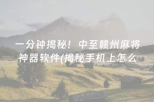 一分钟揭秘！中至赣州麻将神器软件(揭秘手机上怎么容易赢)