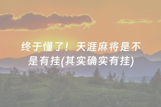 终于懂了！天涯麻将是不是有挂(其实确实有挂)