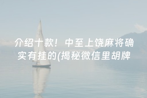 介绍十款！中至上饶麻将确实有挂的(揭秘微信里胡牌神器)