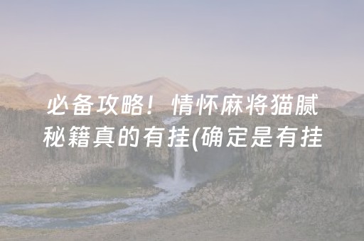 必备攻略！情怀麻将猫腻秘籍真的有挂(确定是有挂)