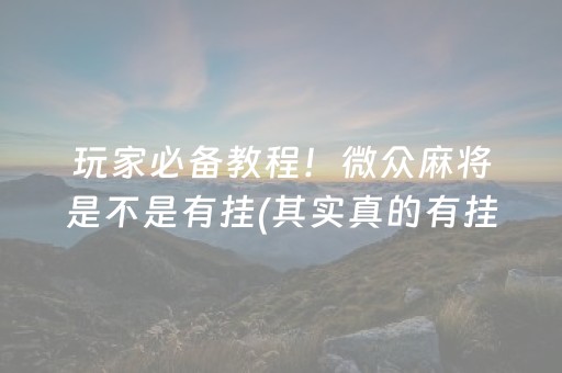 玩家必备教程！微众麻将是不是有挂(其实真的有挂)
