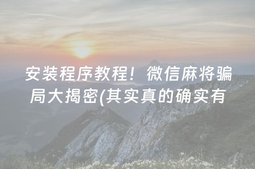 安装程序教程！微信麻将骗局大揭密(其实真的确实有挂)