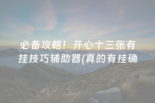必备攻略！开心十三张有挂技巧辅助器(真的有挂确实有挂)