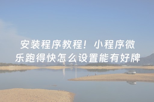 安装程序教程！小程序微乐跑得快怎么设置能有好牌(揭秘小程序输赢技巧)
