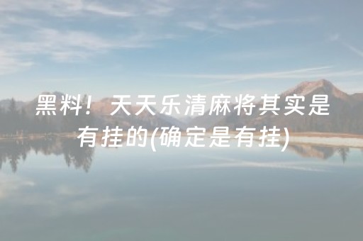 黑料！天天乐清麻将其实是有挂的(确定是有挂)