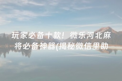 玩家必备十款！微乐河北麻将必备神器(揭秘微信里助手软件)