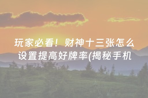 玩家必看！财神十三张怎么设置提高好牌率(揭秘手机上专用神器)
