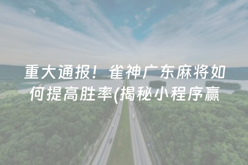 重大通报！雀神广东麻将如何提高胜率(揭秘小程序赢牌技巧)