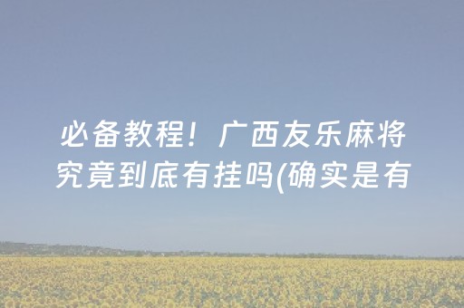必备教程！广西友乐麻将究竟到底有挂吗(确实是有挂的)