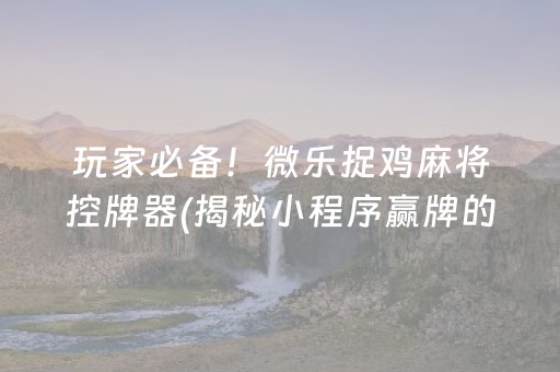 玩家必备！微乐捉鸡麻将控牌器(揭秘小程序赢牌的技巧)