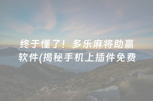 终于懂了！多乐麻将助赢软件(揭秘手机上插件免费)