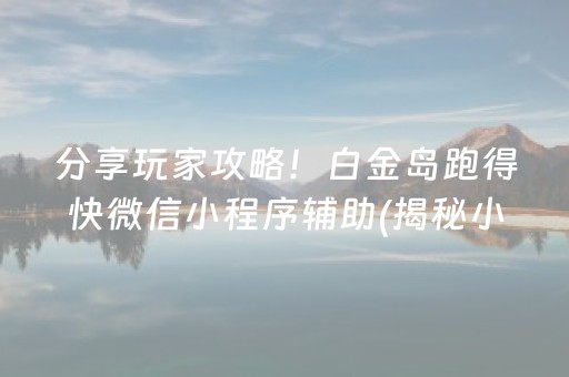 分享玩家攻略！白金岛跑得快微信小程序辅助(揭秘小程序系统发好牌)