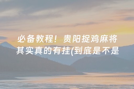 必备教程！贵阳捉鸡麻将其实真的有挂(到底是不是有挂)