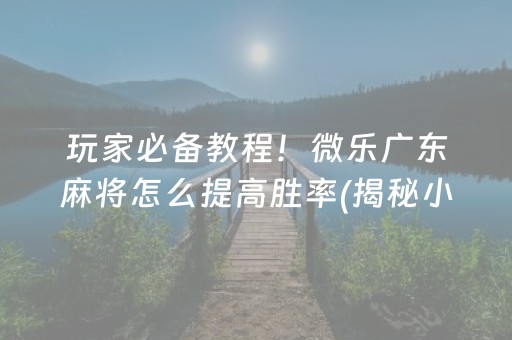 玩家必备教程！微乐广东麻将怎么提高胜率(揭秘小程序输赢规律)