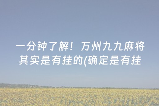 一分钟了解！万州九九麻将其实是有挂的(确定是有挂)